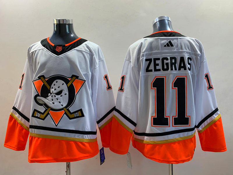 Men's Anaheim Ducks Trevor Zegras #11 White Breakaway Jersey